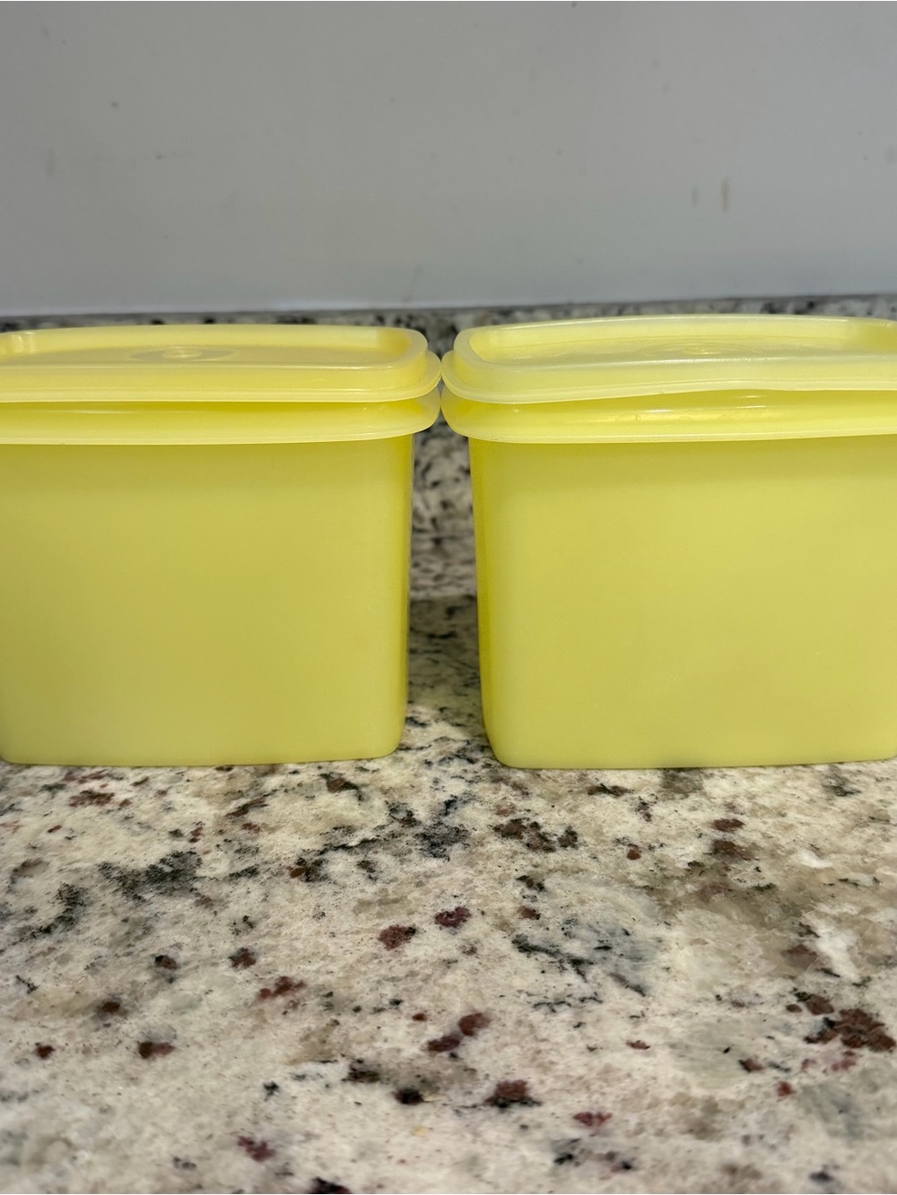 Two Vintage Tupperware Yellow Shelf Savers Storage Containers #1243